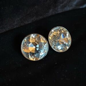 Crystal Round Stud Earrings - Clear Sparkle